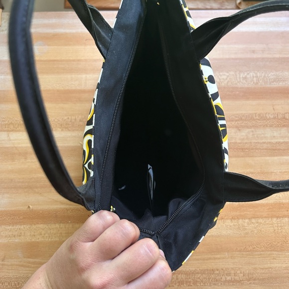 NWOT. Talbots yellow, white, and black, coated cotton tote purse - Picture 5 of 6